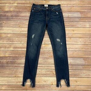 Hudson Blair High Rise Super Skinny Jeans Chewed Hem Distressed DRVC